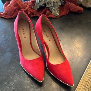 COACH RED SUEDE HEELS